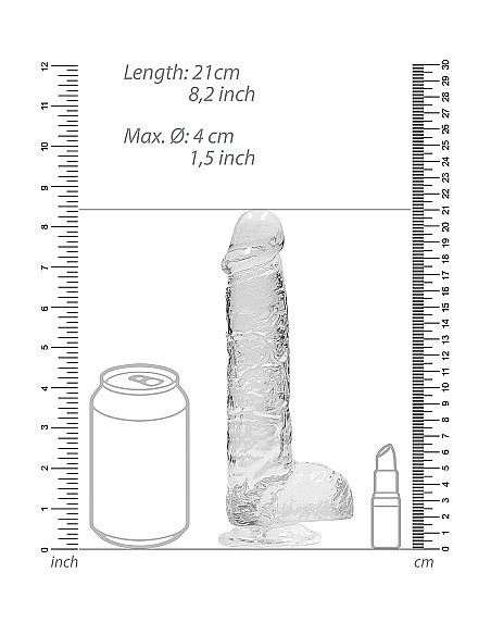 Realistyczne Dildo 8" / 20 Cm With Balls - Transparent - Dilda realistyczne - 4