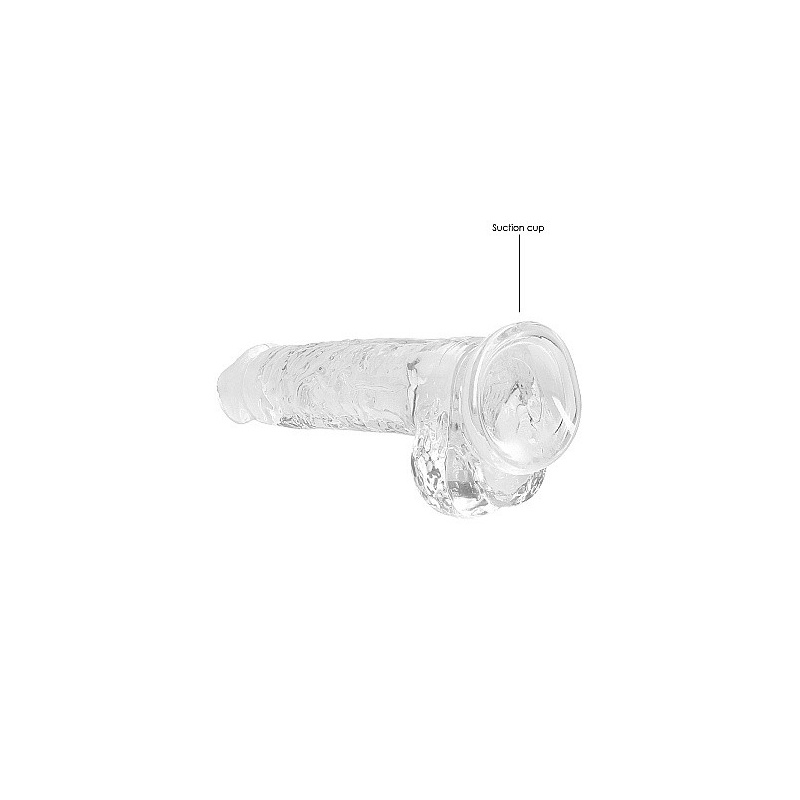 Dildo realistyczne z jądrami REALROCK CRYSTAL CLEAR - przezroczyste, z przyssawką, 21 cm - 6