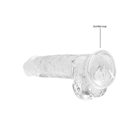 Dildo realistyczne z jądrami REALROCK CRYSTAL CLEAR - przezroczyste, z przyssawką, 21 cm - 6