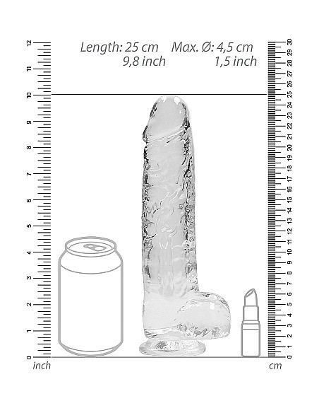 Realistyczne Dildo 9" / 23 Cm With Balls - Transparent - Dilda realistyczne - 4