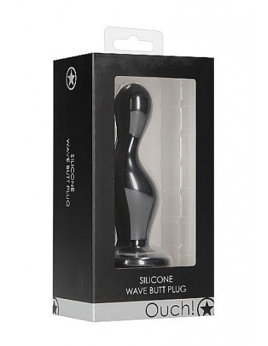 Korek analny zatyczka Wave Butt Plug - Black - Korki analne silikonowe - 2