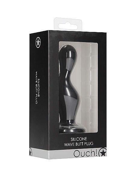 Korek analny zatyczka Wave Butt Plug - Black - Korki analne silikonowe - 2