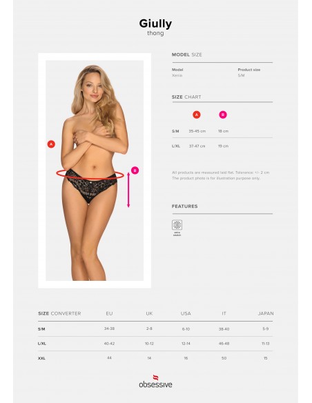 Giully Stringi Koronkowe Czarne - Stringi - 7