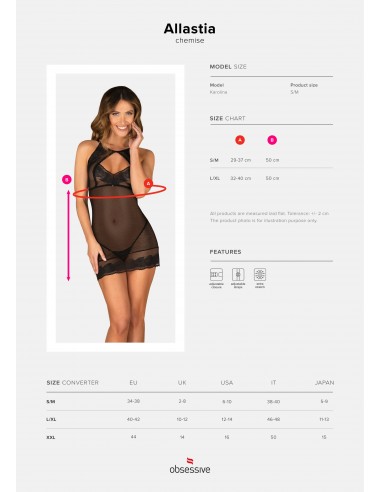 Allastia koszulka i string czarna  S/M - Koszule nocne - 7