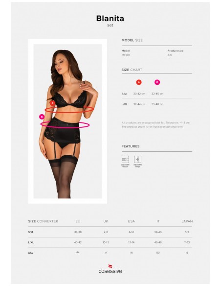 Blanita komplet 3-częściowy czarny  S/M - Komplety bielizny erotycznej - 7