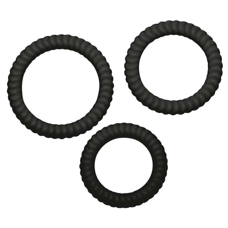 Lust 3 Cock Rings black – zestaw 3 silikonowych pierścieni uciskowych na prącie o średnicach 2,6 / 3,0 / 3,5 cm - 3