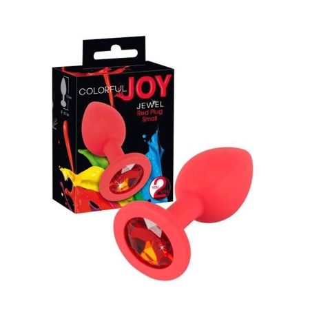 Korek analny Colorful Joy Jewel Red Plug z akrylowym kryształem, długość 7,2 cm, średnica 0,9–2,7 cm - 5