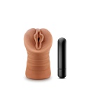 Stroker Sofia Mocha - otwarty, teksturowany kanał z wibrującym bulletem, długość użytkowa ok. 20 cm - 1