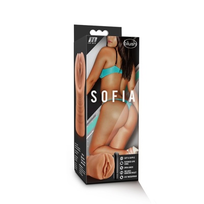 Stroker Sofia Mocha - otwarty, teksturowany kanał z wibrującym bulletem, długość użytkowa ok. 20 cm - 1 2