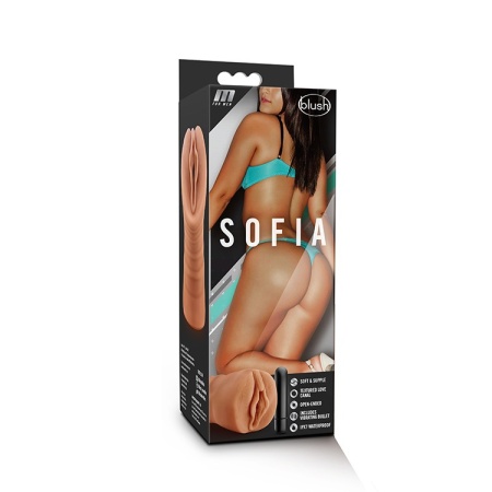 Stroker Sofia Mocha - otwarty, teksturowany kanał z wibrującym bulletem, długość użytkowa ok. 20 cm - 2