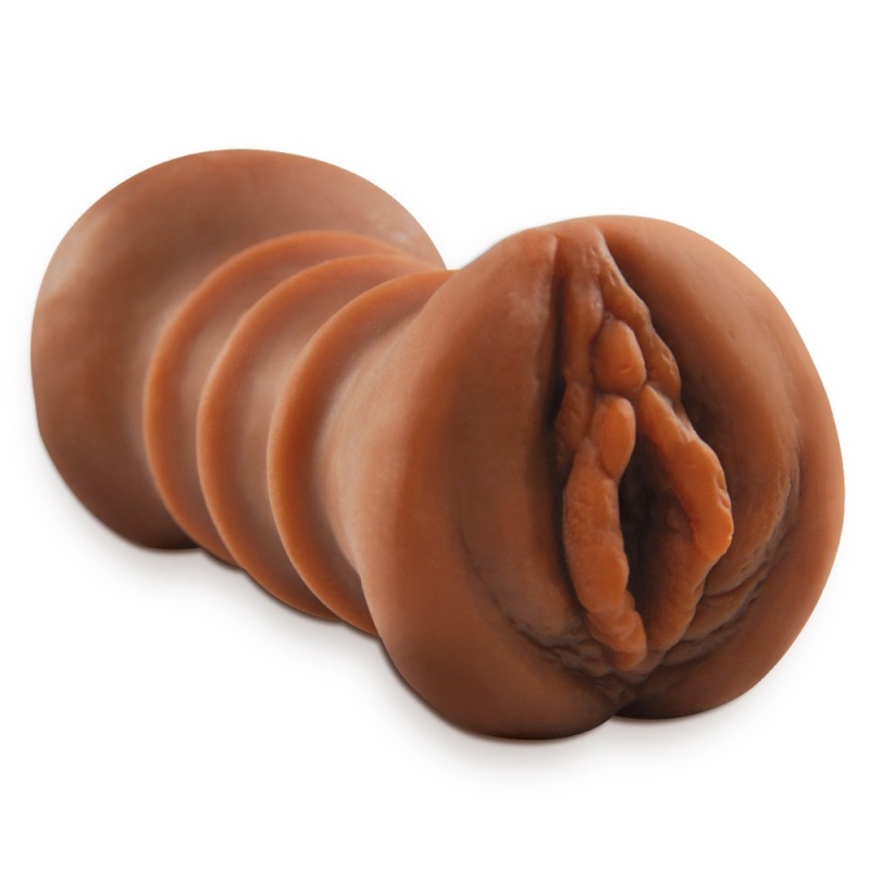 Masturbator PET Flip Me Over Brown – manualny TPE z dwoma ujściami i regulacją uścisku, 14,8 cm - 2