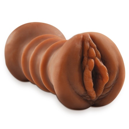 Masturbator PET Flip Me Over Brown – manualny TPE z dwoma ujściami i regulacją uścisku, 14,8 cm - 2