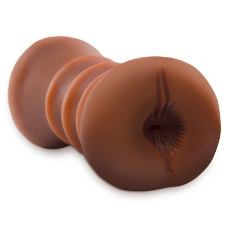 Masturbator PET Flip Me Over Brown – manualny TPE z dwoma ujściami i regulacją uścisku, 14,8 cm - 3