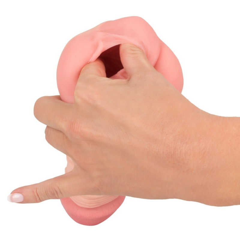 Masturbator i przedłużka 2 w 1 Nature Skin — elastyczny tunel stymulujący z TPE, długość całkowita 22,1 cm, głębokość wkładania - 8