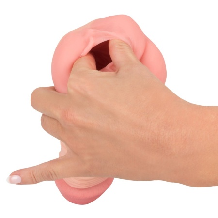 Masturbator i przedłużka 2 w 1 Nature Skin — elastyczny tunel stymulujący z TPE, długość całkowita 22,1 cm, głębokość wkładania - 8