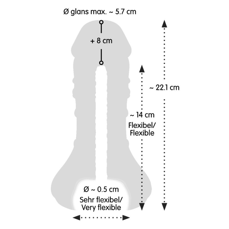 Masturbator i przedłużka 2 w 1 Nature Skin — elastyczny tunel stymulujący z TPE, długość całkowita 22,1 cm, głębokość wkładania - 9