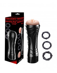 Quickes Pro - Vibrating Masturbator + 3 Pack Cockring - Masturbatory i Sztuczne pochwy - 1