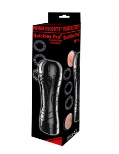 Quickes Pro - Vibrating Masturbator + 3 Pack Cockring - Masturbatory i Sztuczne pochwy - 1 2
