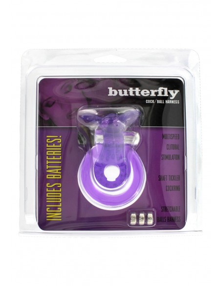 Pierścień na penisa z wibracjami COCK/BALL BUTTERFLY JELLY - Pierścienie erekcyjne wibrujące - 2