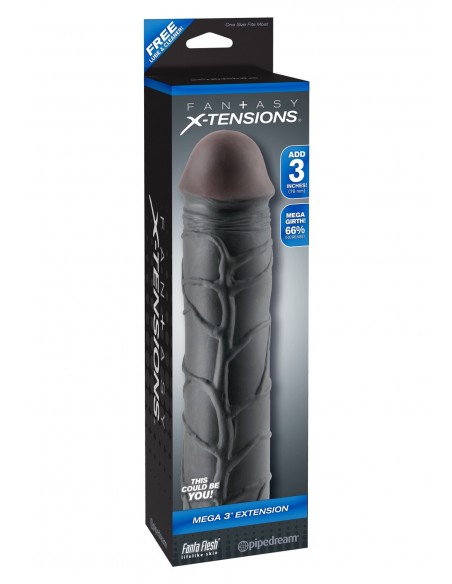 Stymulator-FX MEGA 3"""" EXTENSION BLACK - Przedłużki i nakładki na penisa - 2