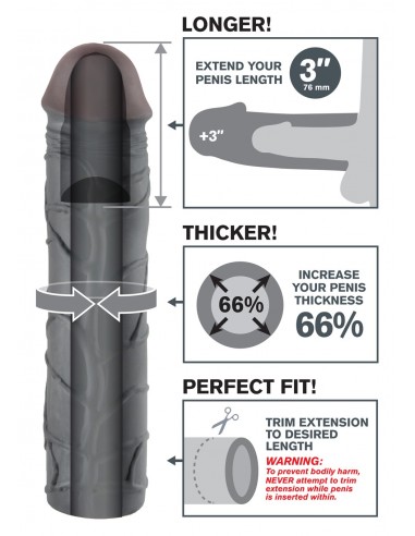 Stymulator-FX MEGA 3"""" EXTENSION BLACK - Przedłużki i nakładki na penisa - 3