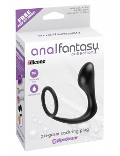 Plug-ASS-GASM COCKRING PLUG BLACK - Korki analne silikonowe - 1