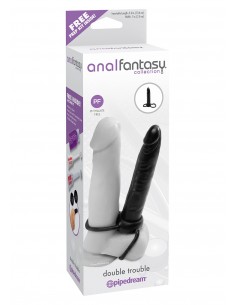 Dildo Do Podwójnej Penetracji Double Trouble Black - Strap-ony, dilda na pasku bez wibracji - 1 2