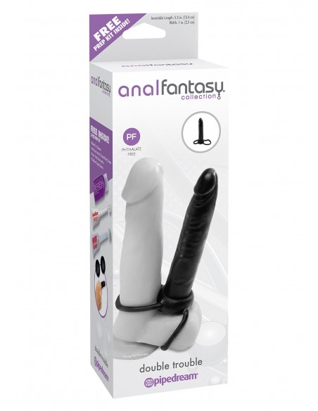 Dildo Do Podwójnej Penetracji Double Trouble Black - Strap-ony, dilda na pasku bez wibracji - 2