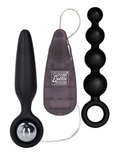 Plug/vibr-BOOTY CALL BOOTY VIBRO KIT BLACK - Kulki i korki analne wibrujące - 1