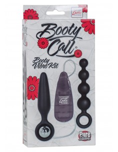 Plug/vibr-BOOTY CALL BOOTY VIBRO KIT BLACK - Kulki i korki analne wibrujące - 1 2