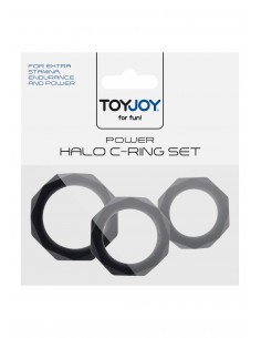 Zestaw pierścieni na penisa POWER HALO C-RING SET BLACK - Pierścienie erekcyjne niewibrujące - 1 2