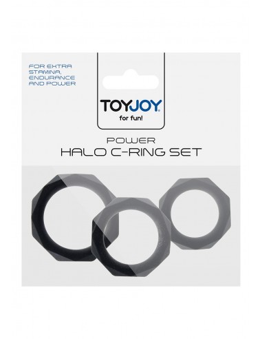 Zestaw pierścieni na penisa POWER HALO C-RING SET BLACK - Pierścienie erekcyjne niewibrujące - 2