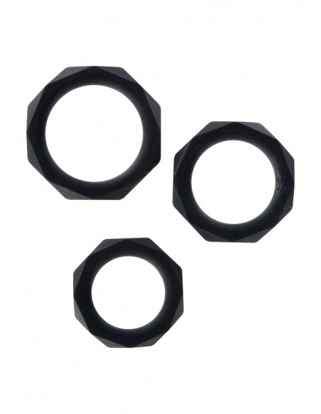 Zestaw pierścieni na penisa POWER HALO C-RING SET BLACK - Pierścienie erekcyjne niewibrujące - 1