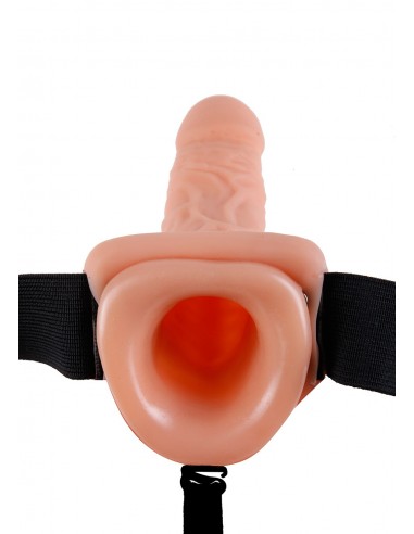 Proteza-Vibr Strap-On W Balls 11"""" Flesh - Strap-ony, dilda na pasku z wibracją - 3