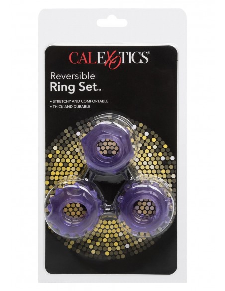 Zestaw pierścieni na penisa REVERSIBLE RING SET PURPLE - Pierścienie erekcyjne niewibrujące - 2