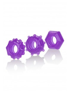 Zestaw pierścieni na penisa REVERSIBLE RING SET PURPLE - Pierścienie erekcyjne niewibrujące - 1