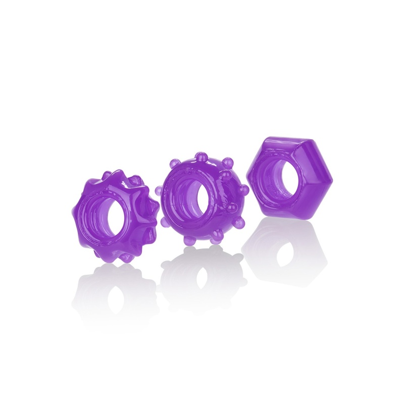 Zestaw odwracalnych pierścieni erekcyjnych Reversible Ring Set Purple TPE 4–5 cm - 1