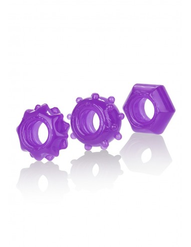 Zestaw pierścieni na penisa REVERSIBLE RING SET PURPLE - Pierścienie erekcyjne niewibrujące - 1