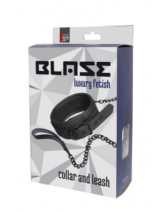 BDSM Blaze Collar And Chain Black - Chokery, obroże i smycze - 1