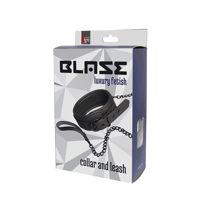 BDSM Blaze Collar And Chain Black - 1