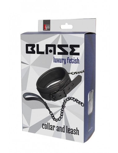 BDSM Blaze Collar And Chain Black - Chokery, obroże i smycze - 1