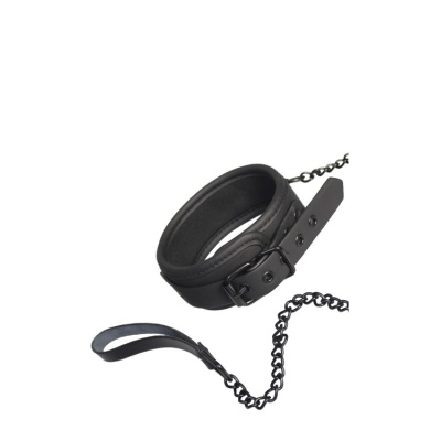 BDSM Blaze Collar And Chain Black - 1 2