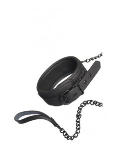 BDSM Blaze Collar And Chain Black - Chokery, obroże i smycze - 1 2