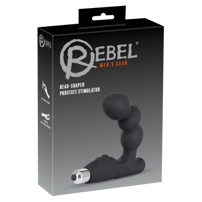 Stymulator prostaty Rebel – zakrzywiony wibrator punktu P z kulowymi segmentami wtyczka 11 cm, średnica 1,7–3,6 cm - 1