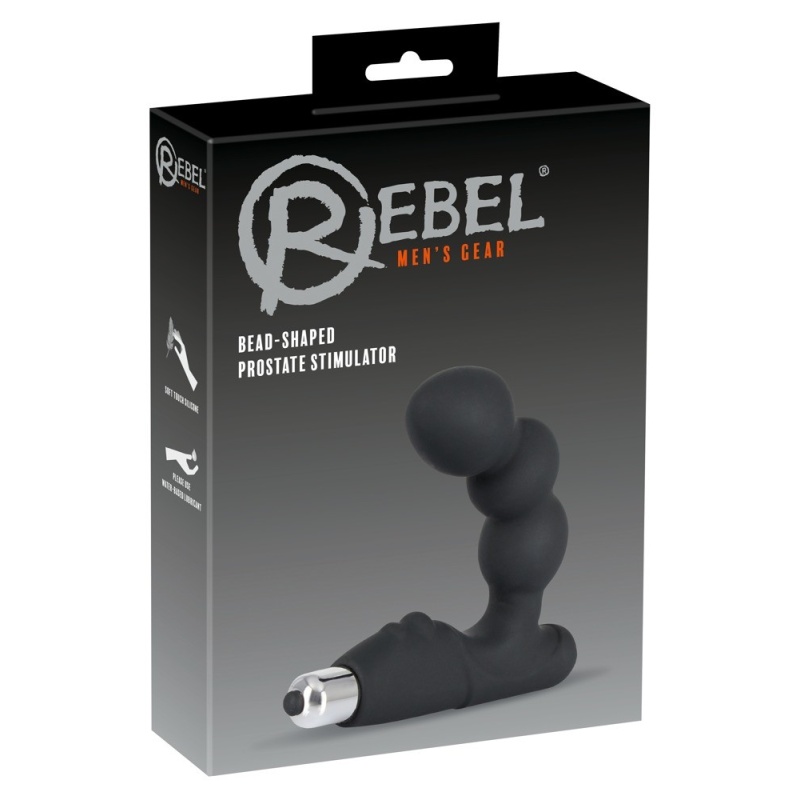 Stymulator prostaty Rebel – zakrzywiony wibrator punktu P z kulowymi segmentami wtyczka 11 cm, średnica 1,7–3,6 cm - 1
