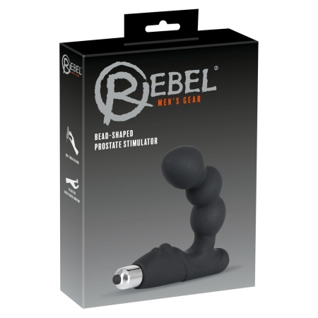 Stymulator prostaty Rebel – zakrzywiony wibrator punktu P z kulowymi segmentami wtyczka 11 cm, średnica 1,7–3,6 cm - 1