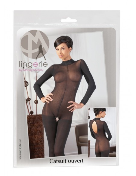 Catsuit with Lace Collar S/M - Bodystocking - 1