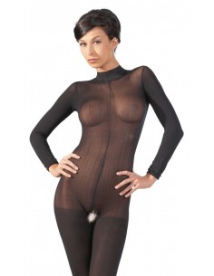 Catsuit with Lace Collar S/M - Bodystocking - 1 2