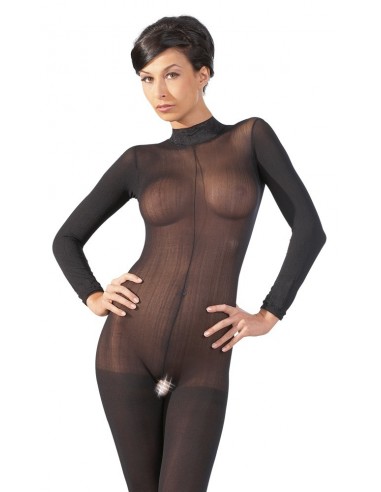 Catsuit with Lace Collar S/M - Bodystocking - 2