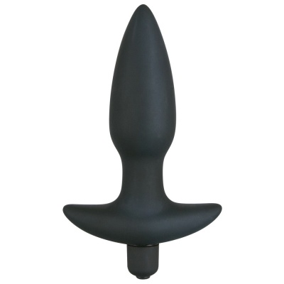 Wtyczka analna wibrująca Black Velvet Vibr Medium – 5 stopni wibracji, uchwyt T, silikon, 15 cm - 1 2